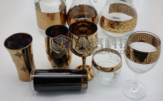 Revêtements d'or de la verrerie PVD, 2 placages à l'or des côtés PVD sur les produits en verre