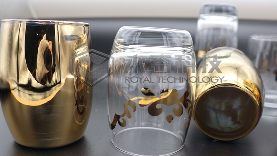 Revêtement d'or de 2 côtés sur la verrerie avec le revêtement d'or et d'argent d'or et d'argent de porcelaine de machine de placage d'ions avec des modèles