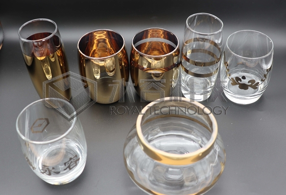 Revêtement d'or de 2 côtés sur la verrerie avec le revêtement d'or et d'argent d'or et d'argent de porcelaine de machine de placage d'ions avec des modèles